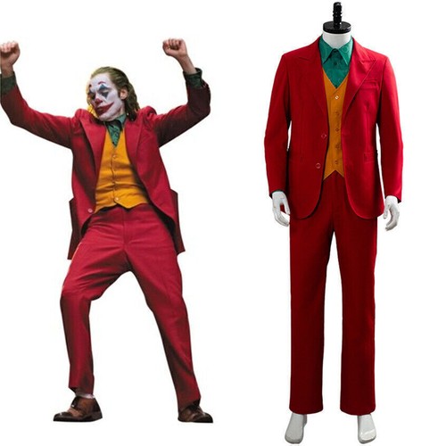 Halloween Fancy Dress Deluxe Men Joker Costume Suit Clown Cosplay Mask Green Wig eBay