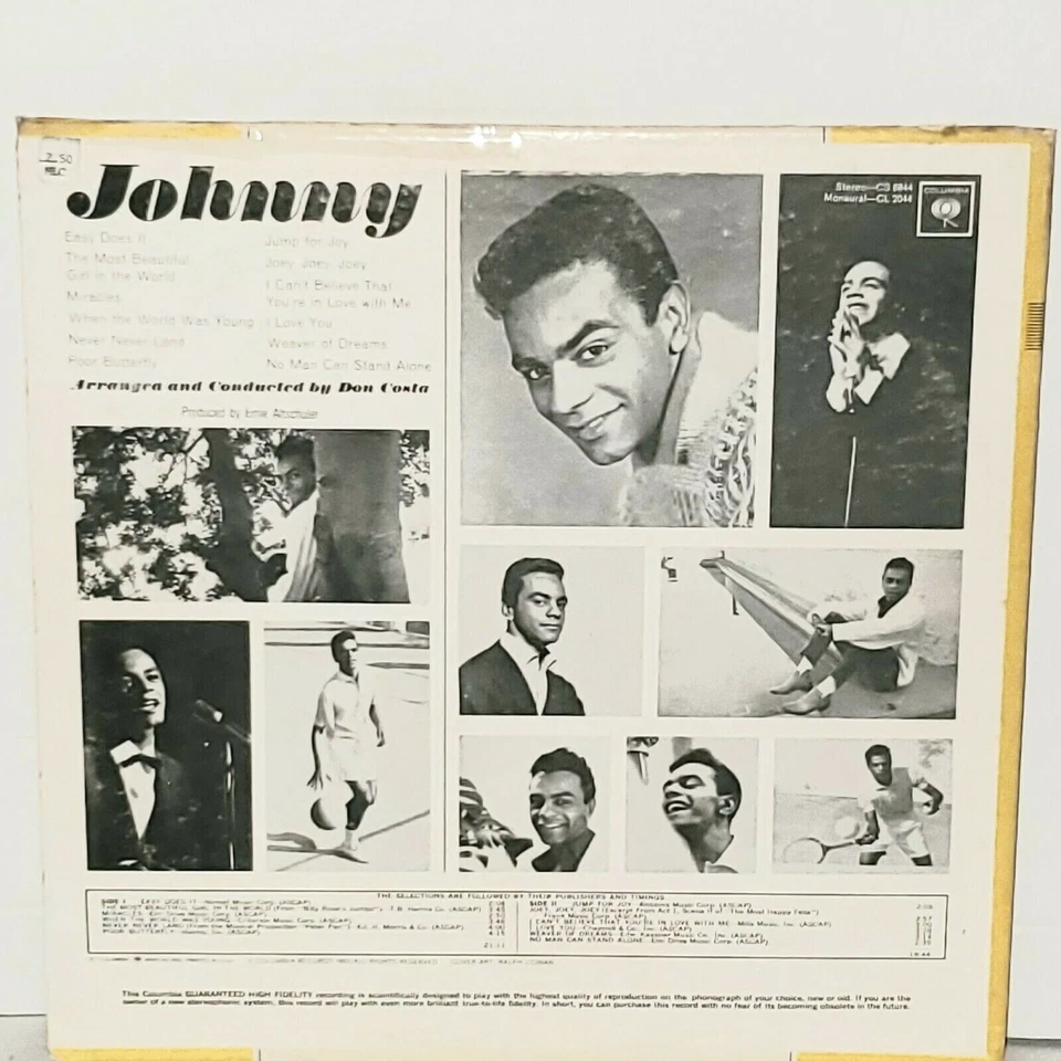 JOHNNY MATHIS Johnny LP 1963 Columbia Mono Vinyl CL2044 Don Costa - Image 2 of 3