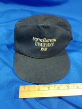 Vintage 80s-90s Farm Bureau Insurance Advertising Hat Cap Heavy Denim Blue Young