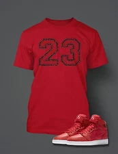 Graphic 23 Sneaker Tee Shirt To Match AIR J1 RED Cement Shirt Big Tall Small tee