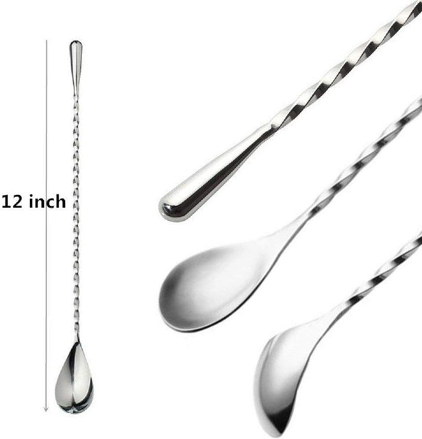Heavyweight Professional Bar Spoons 2pc Set (Spiral Handle) Stainless