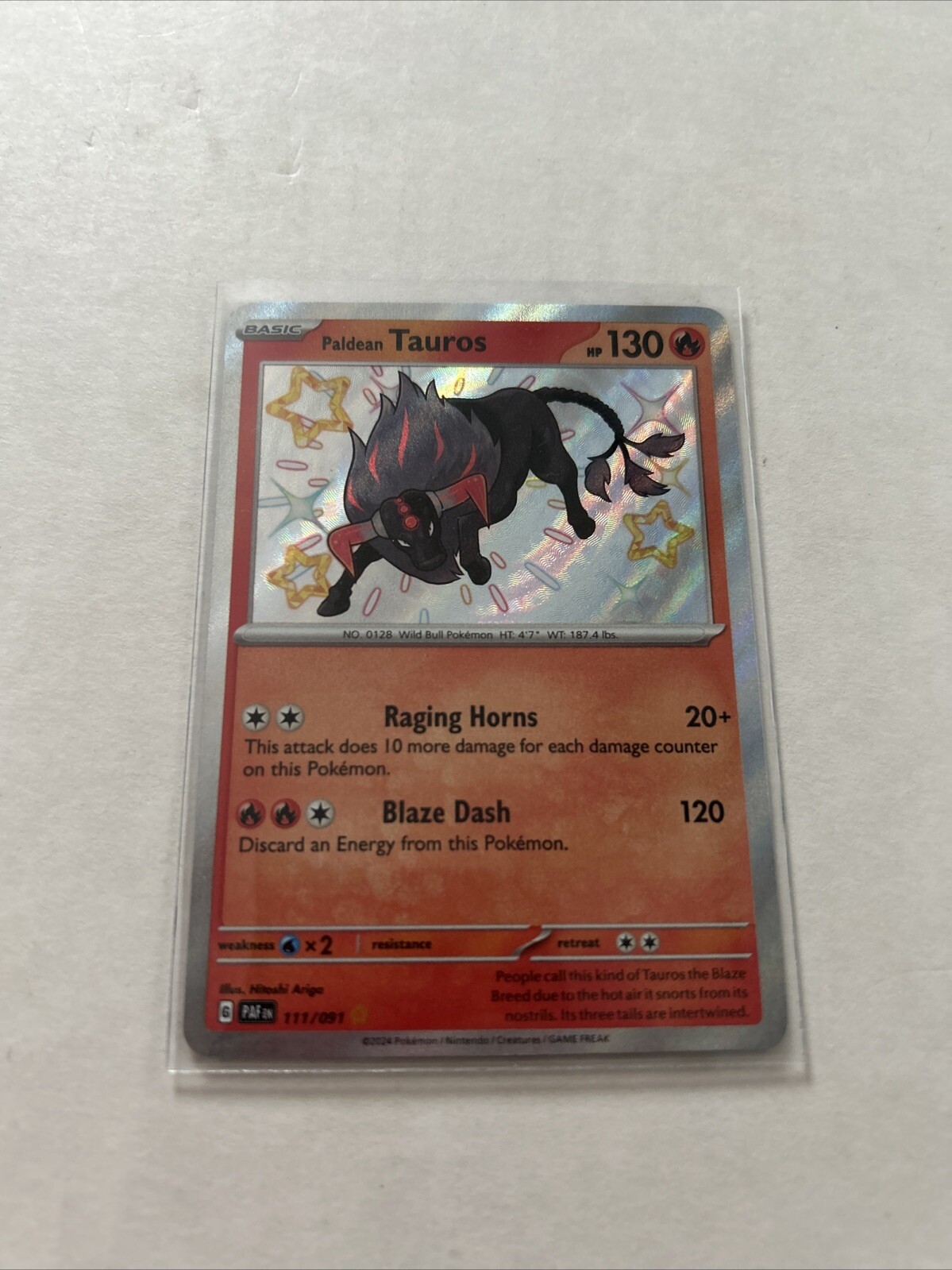 Paldean Tauros 111/091 - Paldean Fates - Shiny Holo - Pokemon TCG