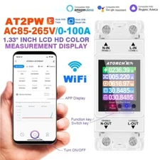 100A WiFi Smart Energy Meter Tuya DIN Rail 220V 110V Power Monitor Wattmeter