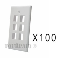 100 Pack Lot Keystone 6 Hole Port Jack Wall Face Plate Network CAT5e CAT6 White