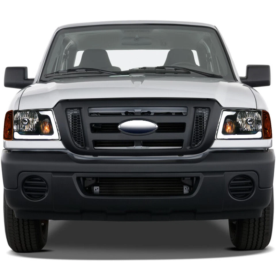 Topline For 2001-2011 Ford Ranger LED Strip Headlights+Corner Signal Amber Black - Image 2 of 4