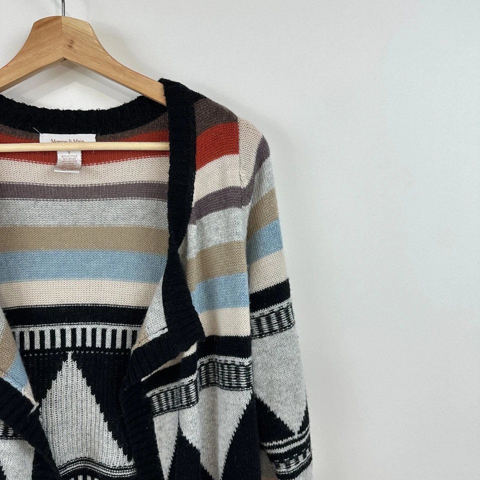 Cárdigan tejido abierto estampado azteca Monroe & Main para mujer talla S plumero largo suroeste Foto 3 de 4