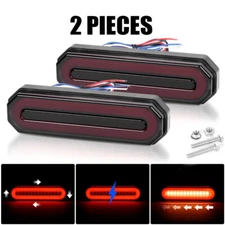 2x Red/Amber 5" Oval LED Truck Trailer Stop Turn Tail Brake Lights Flowing DRL