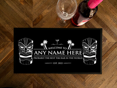 Personalised bar runner mat - Tiki bar - Black & White bar ANY NAME