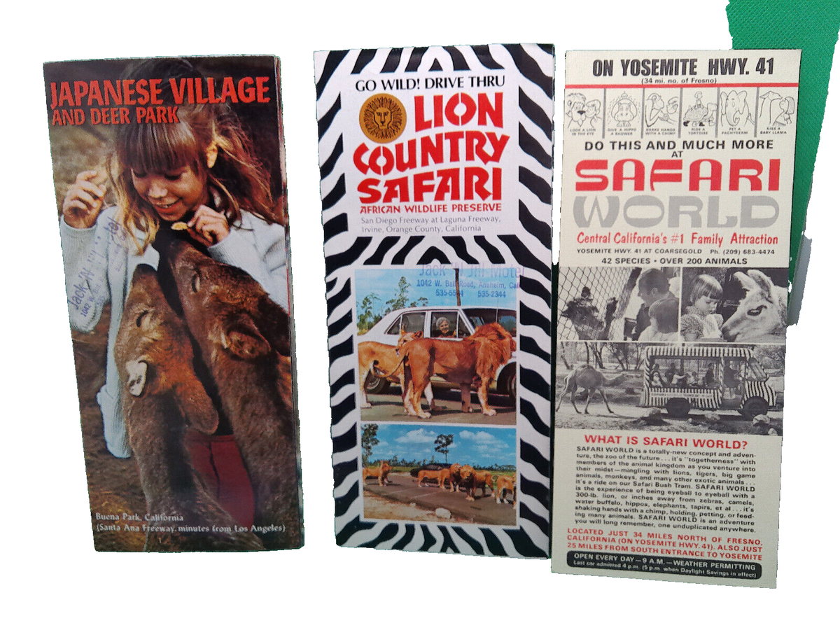 Lion Safari Safari Deer SF Marineland Jack Jill motel Anaheim CA brochure  lot