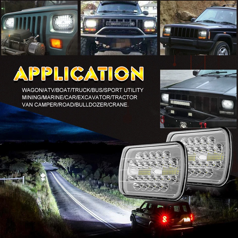 Pair 7X6" 5x7" LED Headlights for Ford Super Duty Truck F550 F650 F750 F600 F700 - Image 4 of 4