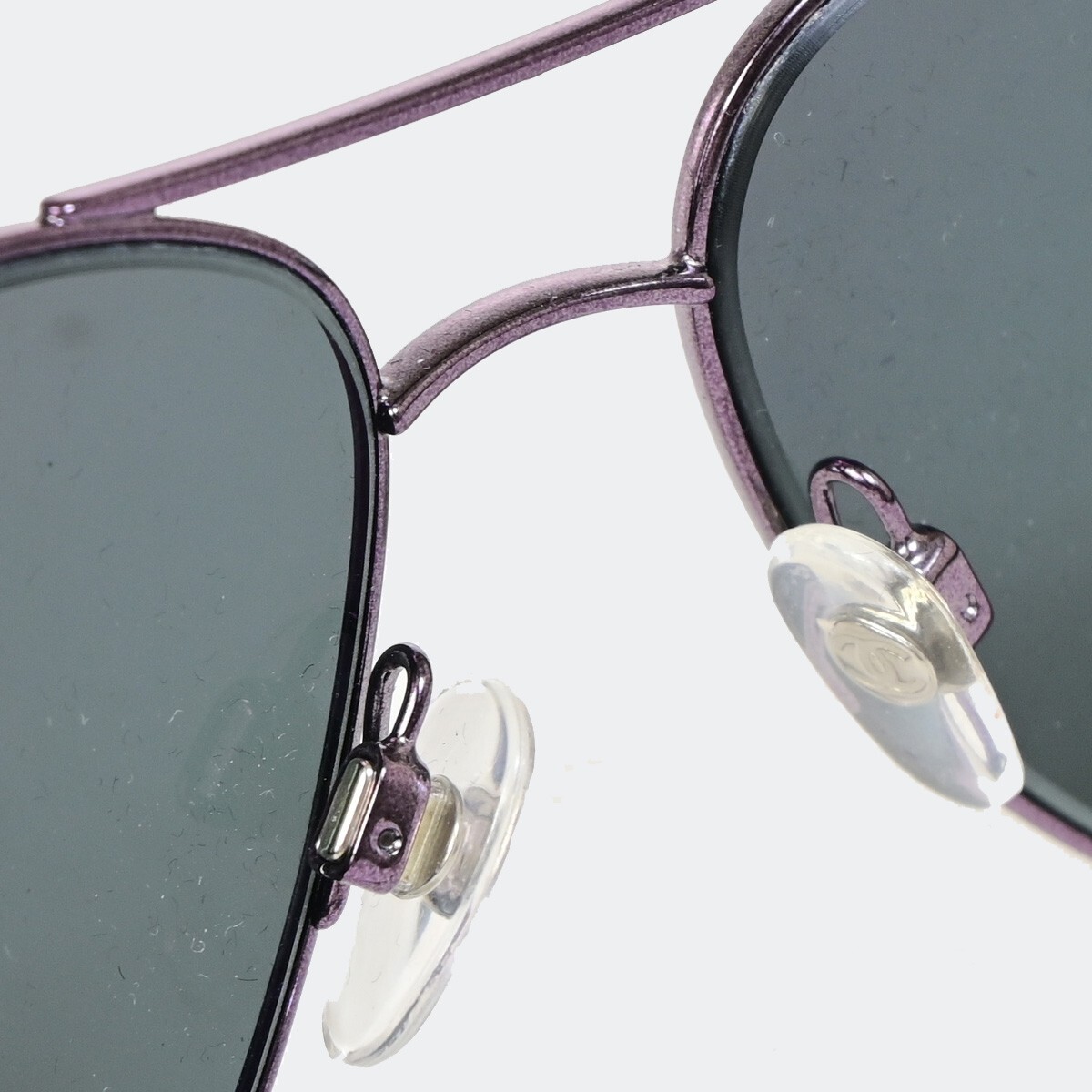 CHANEL CC Matelasse Sunglasses Eye Wear Metal Leather BK Purple CHANEL CC Matelasse Sunglasses Eye Wear Metal Leather 4204Q  main image 3