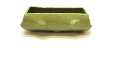 Vintage Beauceware Canada Light Green Tree Log Pottery 4x5x10 Rectangle Planter