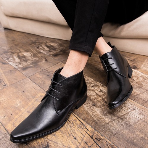 Mens Retro Square Toe Lace Up Ankle 
