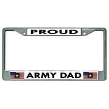 proud army dad military seal logo chrome license plate frame made in usa