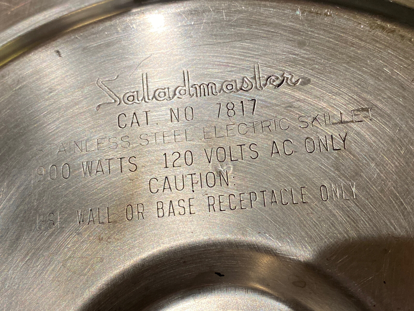 Saladmaster 7817 Electric Oil Core 11” Skillet & Vapo Lid & Cord Tested