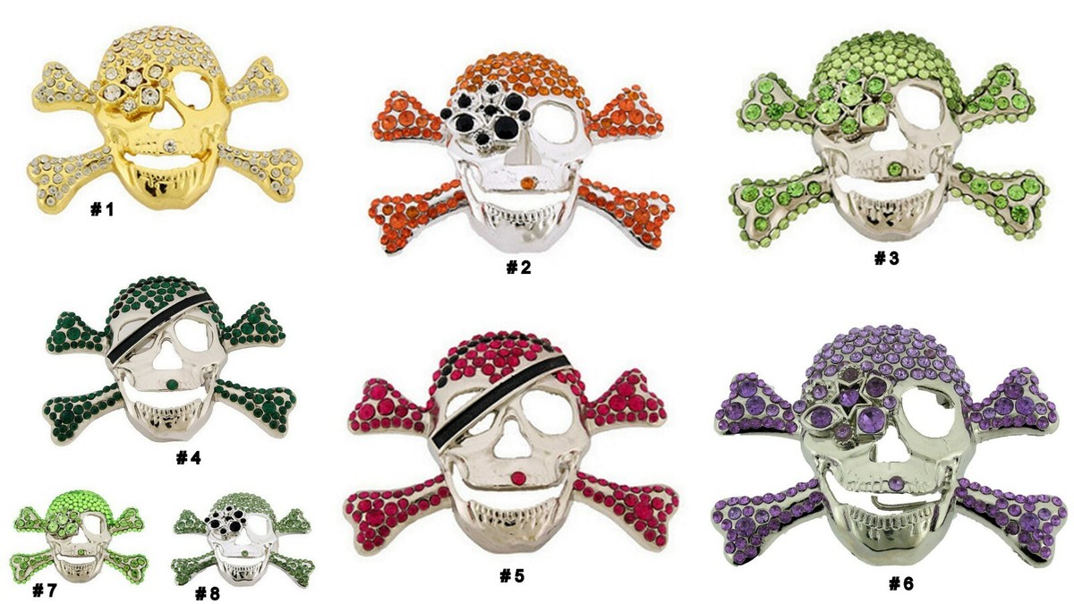 Men Women Skull Belt Buckle Blinged Halloween Party Costume New