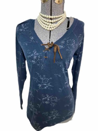 Chaps By Ralph Lauren Top Size L NEW Shirt Lace Up Romantic Ranch Wear - Picture 1 of 24