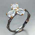Fine Art Natural Aquamarine Ring 925 Sterling Silver Size 8 /R469050