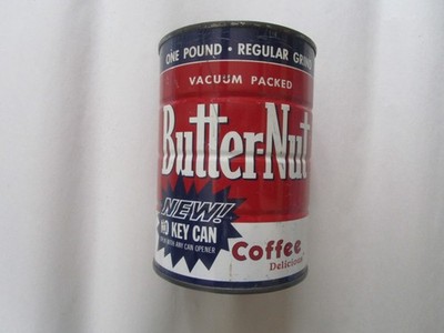 Vintage Butter-Nut Coffee, No Key Can, 1 LB, Metal, Tin, Omaha, Los Angeles
