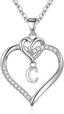 Christmas Gifts for Women Teen Girls - Heart Initial Necklaces for Women Girls,