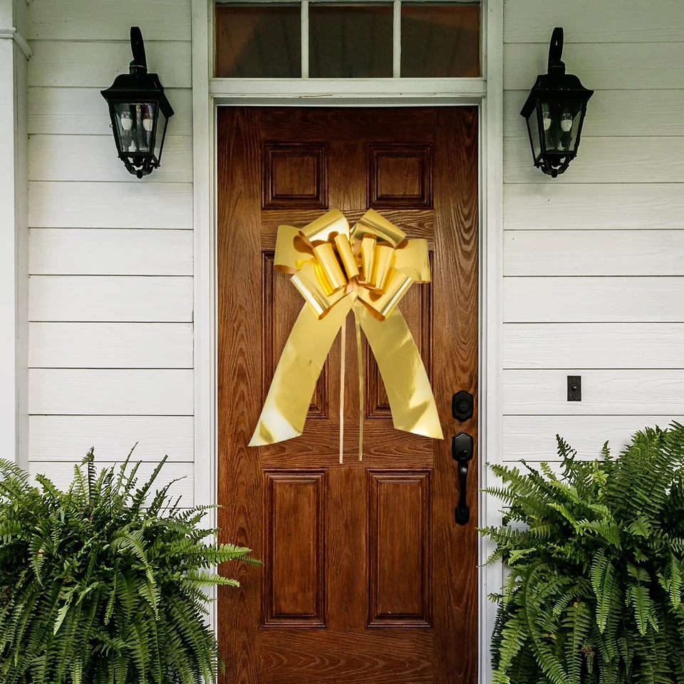 30-дюймовый большой автомобильный бант с выдвижным бантом — глянцевый золотой дизайн — подарочный бант в форме бабочки — Pe... - Изображение 4 из 4