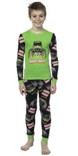 Monster Jam Boys' Truck Long Sleeve Grave Digger Tight Fit Sleep Pajama Set