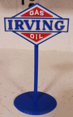 #ad IRVING Gasoline Gas Oil Miniature 3d Printed Sign. 6quot; Tall. $16.95