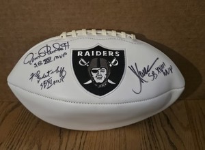 Raiders SB MVP Autographed Football Marcus Allen Biletnikoff Plunkett BGS Cert