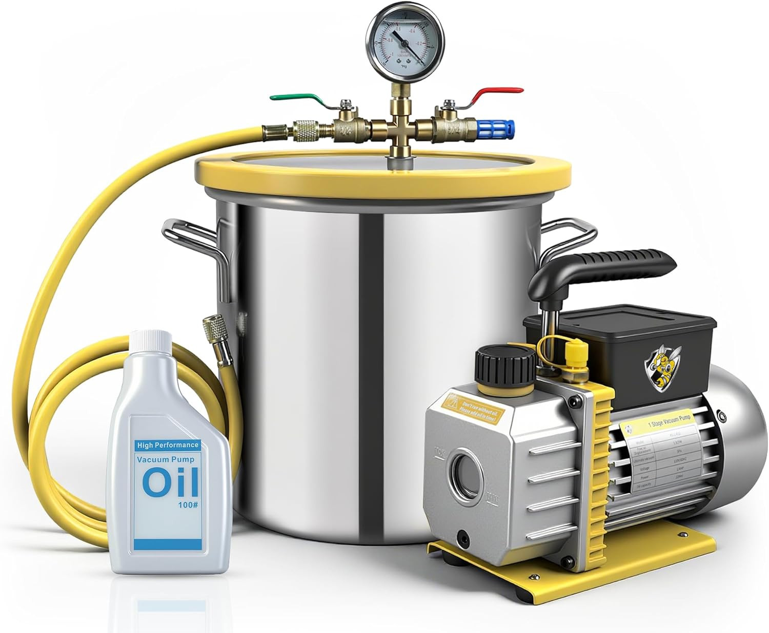 3 Gallon Vacuum Chamber with Pump Kit, 3.5 CFM Vacuum Pump w