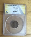 1931 S Lincoln Wheat Cent AU 50 ANACS Penny 1c Coin