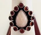 Designer Nicky Butler "NB" Rhodocrosite & Red GARNET STERLING .925 Ring SZ 7