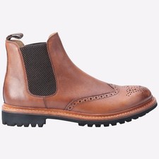 Image of Cotswold Siddington Mens LEATHER Casual Fashion Dress Formal Chelsea Boots Brown