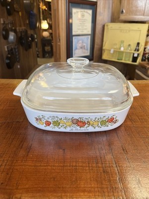 Vintage CorningWare A-10-B Spice Of Life Pattern Casserole With Glass Lid
