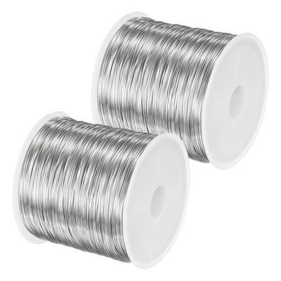 2Roll 0.4mmx100m Jewelry Wire, 26 Gauge 328FT Craft Wire Copper Wire, Silver