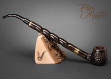 Mr. Brog HAND WOODEN TOBACCO SMOKING PIPE 15 Bent Albert Churchwarden Rustic Bla