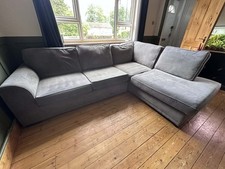 DFS Orka Grey Fabric Left-Hand Corner Sofa Pad Arm 260x200cm H90cm