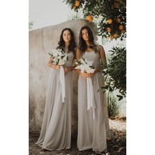 Show Me Your Mumu June Maxi Dress Dove Grey Chiffon Bridesmaids Size Medium