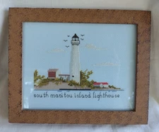 South Manitou Island Lighthouse Michigan Small Framed Handmade Needlepoint