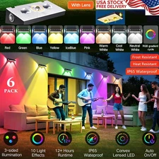 6 PACK RGBCW COLOR SOLAR WALL FENCE LED LIGHTS 3-WAY ILLUMINATION WATERPROOF NEW