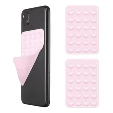 2Pcs Silicone Suction Phone Case Mount, Thickened Sticky Grip Holder, Light Pink
