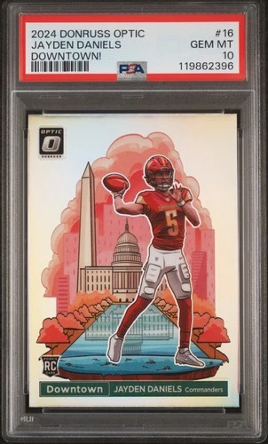 2024 PANINI DONRUSS OPTIC DOWNTOWN! #16 JAYDEN DANIELS PSA 10