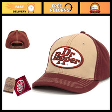 Maroon Beige Dr Pepper Logo Baseball Cap - Ad...