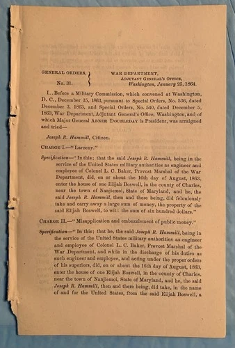 Abner Doubleday 90th Pennsylvania Infantry Court Martial Civil War Document