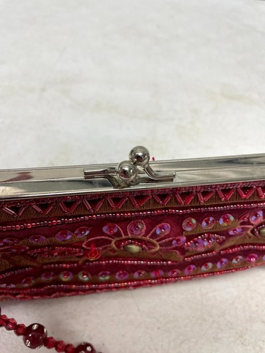 Far Nine Evening Bag Beaded Sequin Red Boho Handmade Women's Clutch Purse - Picture 9 of 16