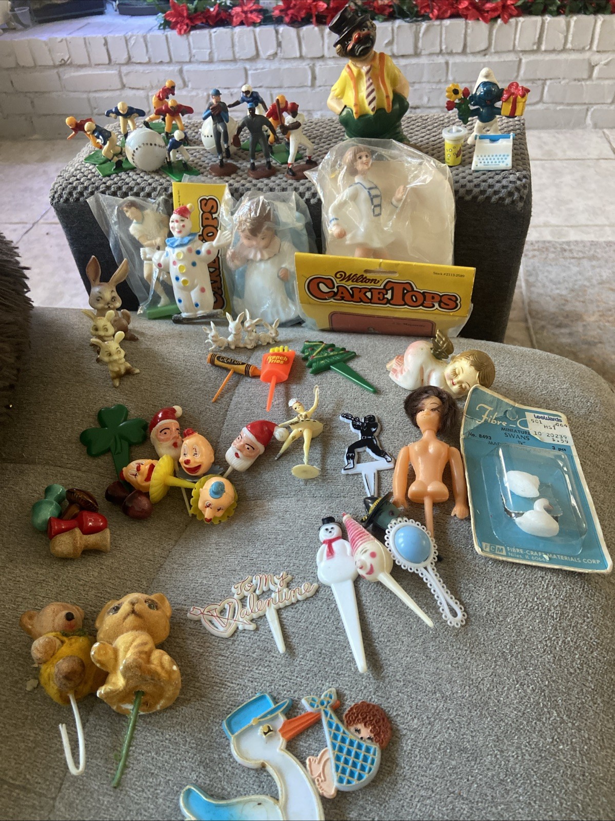 Huge Lot Pieces Vintage Cake Cupcake Toppers Clowns Sports Baby Wilton  45 Items