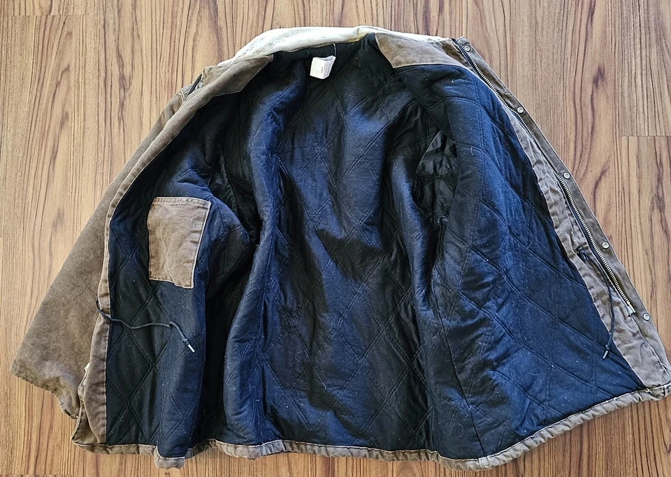 Abrigo de Colección Carhartt Granero Tareas: Hecho en EE. UU. - Marrón - 2XL XXL Edredón Forrado Cuello Foto 3 de 4