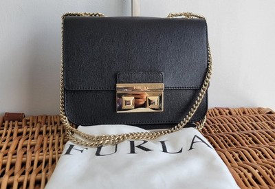 Furla Bella Mini Leather Crossbody Purse Black Chain Strap