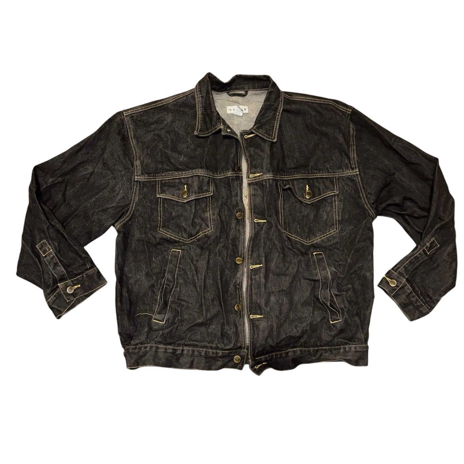 Vibes Denim Jean Jacket 100% Cotton Metal Buttons Men’s Size XXL