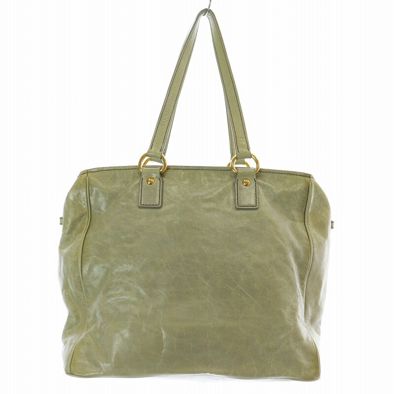 Miu Miu tote bag handbag leather cowhide logo light green eBay