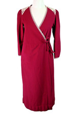 VTG Vassarette Ruffled Poet Collar Long Maxi Bath Robe Housecoat S USA Magenta